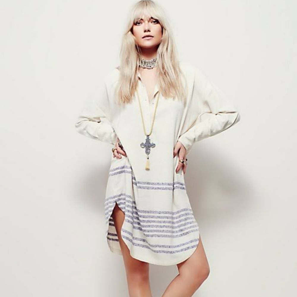 Free People button front shirt dress